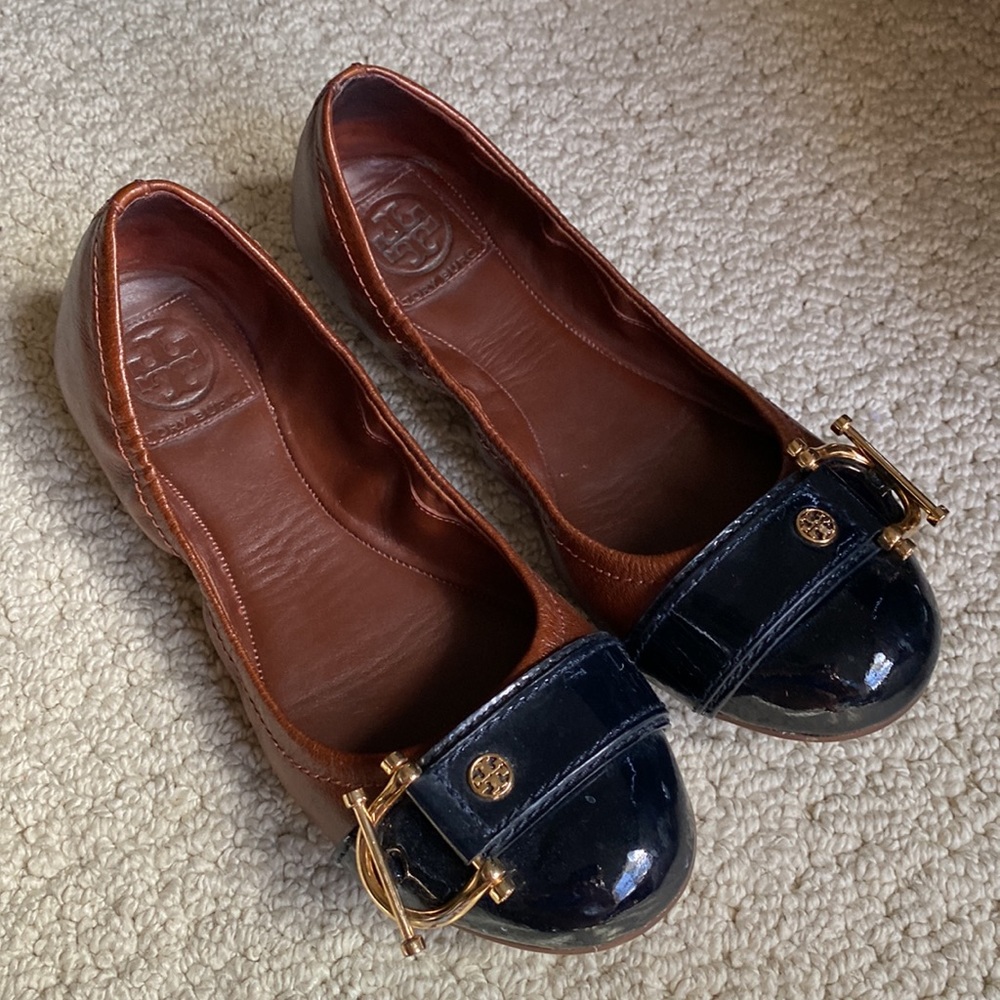 Tory Burch Brown and Black Flats